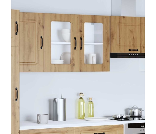 vidaXL virtuves sienas skapis ar stikla durvīm Kalmar koka krāsā