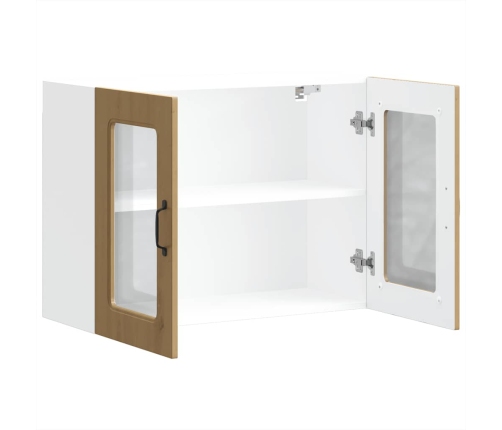 vidaXL virtuves sienas skapis ar stikla durvīm Kalmar koka krāsā