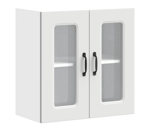 Virtuves Sienas Skapis Ar Stikla Durvīm Kalmar Balts Vidaxl