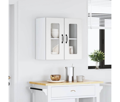 Virtuves Sienas Skapis Ar Stikla Durvīm Kalmar Balts Vidaxl