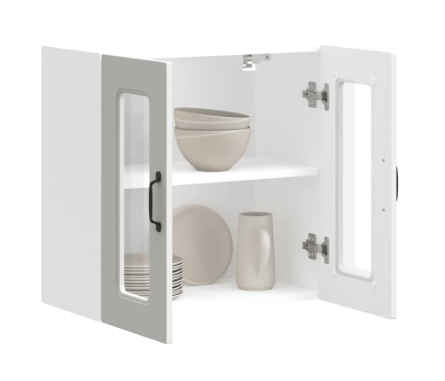 Virtuves Sienas Skapis Ar Stikla Durvīm Kalmar Balts Vidaxl