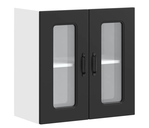 vidaXL virtuves sienas skapis ar stikla durvīm Kalmar melns