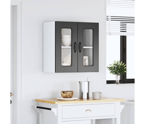 vidaXL virtuves sienas skapis ar stikla durvīm Kalmar melns