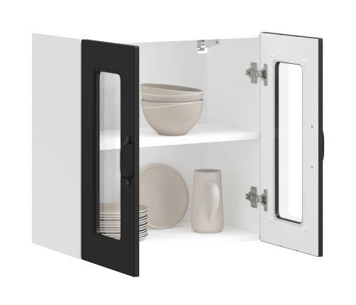 vidaXL virtuves sienas skapis ar stikla durvīm Kalmar melns