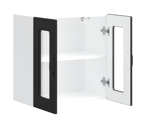 vidaXL virtuves sienas skapis ar stikla durvīm Kalmar melns