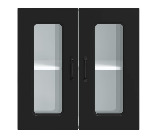 vidaXL virtuves sienas skapis ar stikla durvīm Kalmar melns