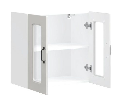 vidaXL virtuves sienas skapis ar stikla durvīm Kalmar spīdīgi balta