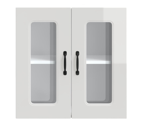 vidaXL virtuves sienas skapis ar stikla durvīm Kalmar spīdīgi balta