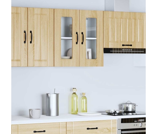 Virtuves Sienas Skapis Ar Stikla Durvīm Kalmar Ozolkoka Krāsa Vidaxl