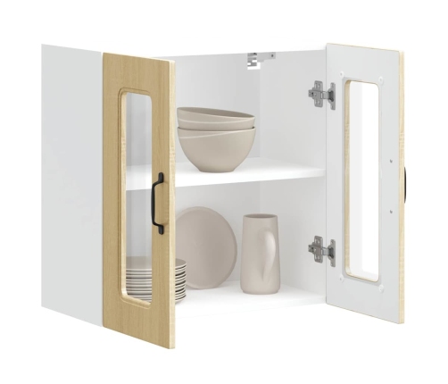 Virtuves Sienas Skapis Ar Stikla Durvīm Kalmar Ozolkoka Krāsa Vidaxl