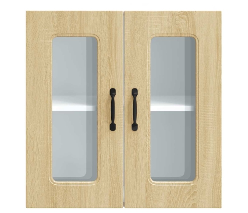 Virtuves Sienas Skapis Ar Stikla Durvīm Kalmar Ozolkoka Krāsa Vidaxl