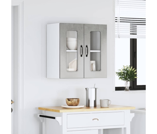 Virtuves Sienas Skapis Ar Stikla Durvīm Kalmar Betona Pelēks Vidaxl