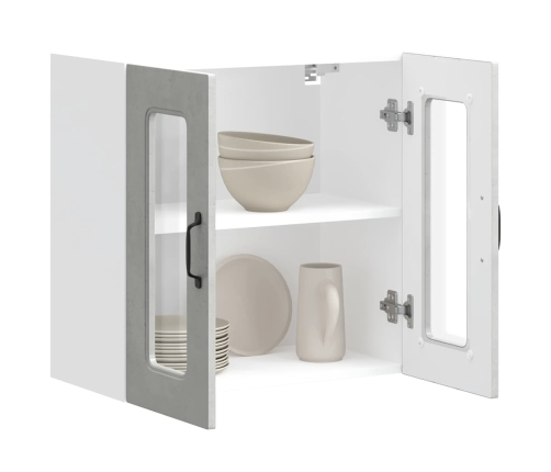 Virtuves Sienas Skapis Ar Stikla Durvīm Kalmar Betona Pelēks Vidaxl