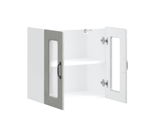 Virtuves Sienas Skapis Ar Stikla Durvīm Kalmar Betona Pelēks Vidaxl