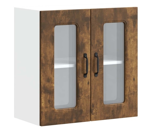 Virtuves Sienas Skapis Ar Stikla Durvīm Kalmar Ozolkoka Krāsa Vidaxl