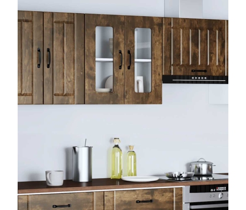 Virtuves Sienas Skapis Ar Stikla Durvīm Kalmar Ozolkoka Krāsa Vidaxl