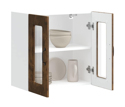 Virtuves Sienas Skapis Ar Stikla Durvīm Kalmar Ozolkoka Krāsa Vidaxl