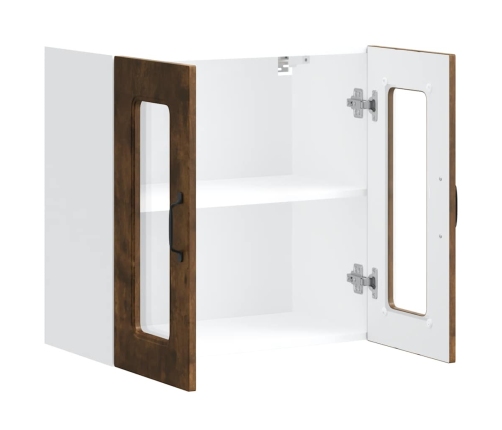 Virtuves Sienas Skapis Ar Stikla Durvīm Kalmar Ozolkoka Krāsa Vidaxl