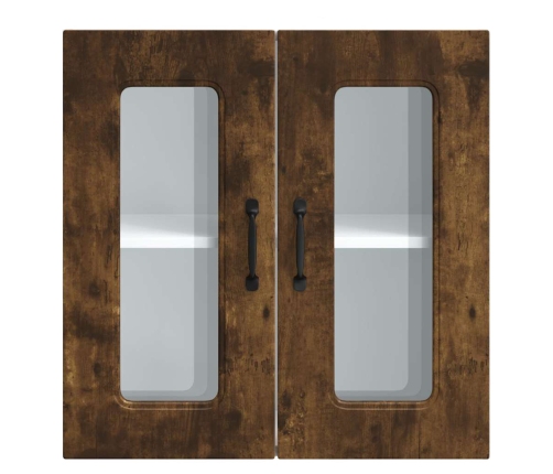 Virtuves Sienas Skapis Ar Stikla Durvīm Kalmar Ozolkoka Krāsa Vidaxl