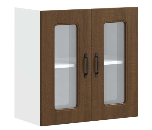 vidaXL virtuves sienas skapis ar stikla durvīm Kalmar brūna ozola