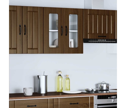 vidaXL virtuves sienas skapis ar stikla durvīm Kalmar brūna ozola