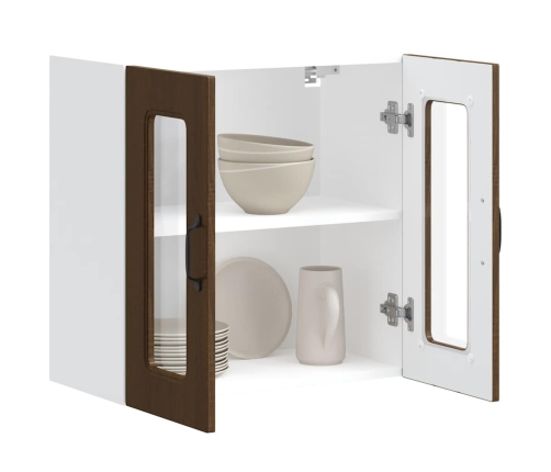 vidaXL virtuves sienas skapis ar stikla durvīm Kalmar brūna ozola