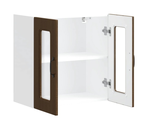 vidaXL virtuves sienas skapis ar stikla durvīm Kalmar brūna ozola