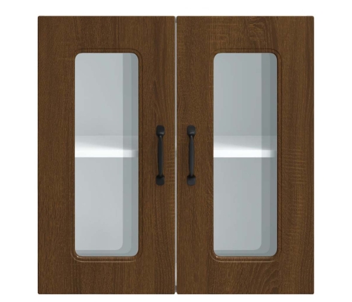 vidaXL virtuves sienas skapis ar stikla durvīm Kalmar brūna ozola