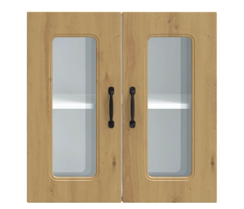 vidaXL virtuves sienas skapis ar stikla durvīm Kalmar koka krāsā