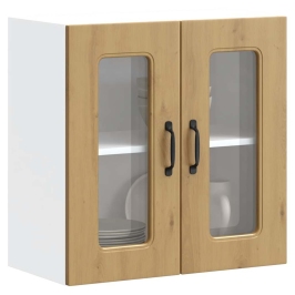 Virtuves Sienas Skapis Ar Stikla Durvīm Kalmar Koka Krāsā Vidaxl