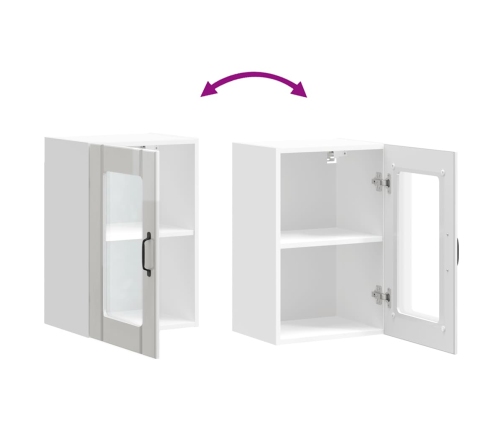 Virtuves Sienas Skapis Ar Stikla Durvīm Lucca High Gloss White Vidaxl