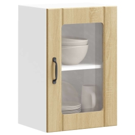 Virtuves Sienas Skapis Ar Stikla Durvīm "Lucca" Sonoma Ozols Vidaxl