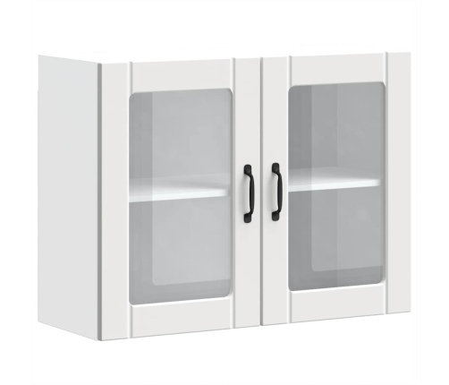 Virtuves Sienas Skapis Ar Stikla Durvīm Lucca Balts Vidaxl