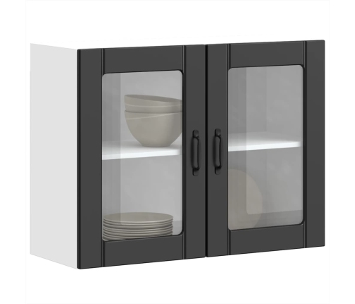 Virtuves Sienas Skapis Ar Stikla Durvīm Lucca Melns Vidaxl