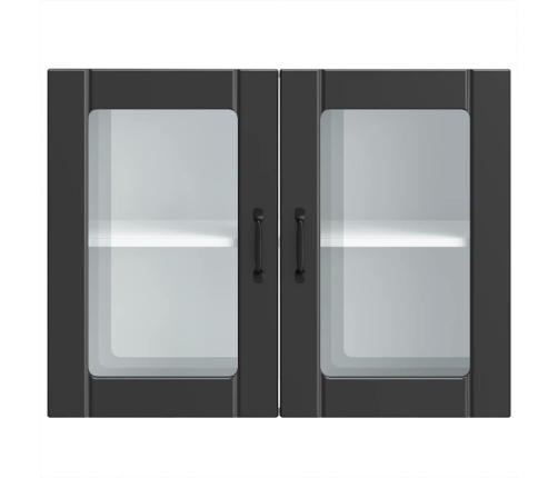 Virtuves Sienas Skapis Ar Stikla Durvīm Lucca Melns Vidaxl