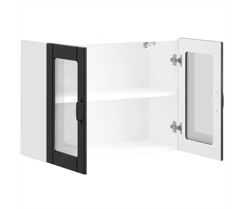 Virtuves Sienas Skapis Ar Stikla Durvīm Lucca Melns Vidaxl
