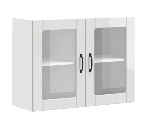 Virtuves Sienas Skapis Ar Stikla Durvīm Lucca Spīdīgi Balta Vidaxl