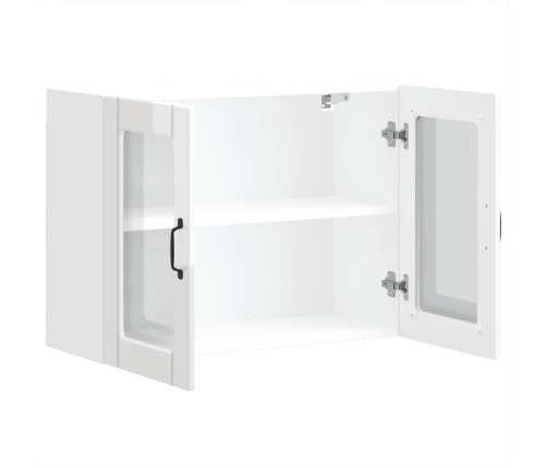 Virtuves Sienas Skapis Ar Stikla Durvīm Lucca Spīdīgi Balta Vidaxl