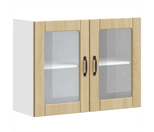 Virtuves Sienas Skapis Ar Stikla Durvīm Lucca Ozolkoka Krāsa Vidaxl