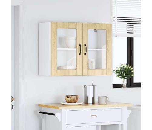 Virtuves Sienas Skapis Ar Stikla Durvīm Lucca Ozolkoka Krāsa Vidaxl