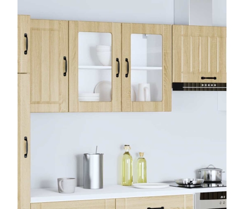 Virtuves Sienas Skapis Ar Stikla Durvīm Lucca Ozolkoka Krāsa Vidaxl