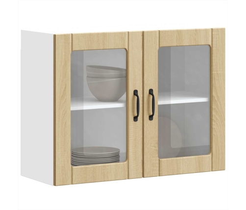 Virtuves Sienas Skapis Ar Stikla Durvīm Lucca Ozolkoka Krāsa Vidaxl