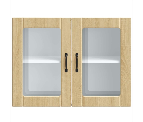 Virtuves Sienas Skapis Ar Stikla Durvīm Lucca Ozolkoka Krāsa Vidaxl