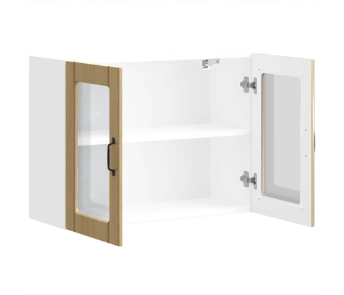 Virtuves Sienas Skapis Ar Stikla Durvīm Lucca Ozolkoka Krāsa Vidaxl