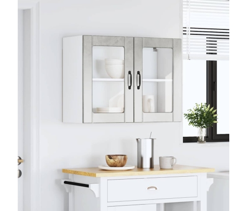 Virtuves Sienas Skapis Ar Stikla Durvīm Lucca Betona Pelēks Vidaxl