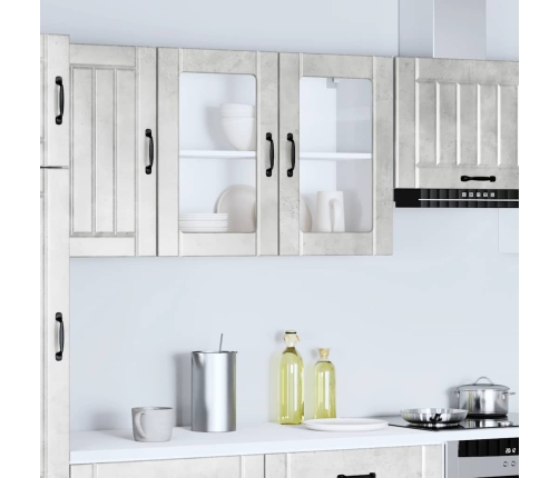 Virtuves Sienas Skapis Ar Stikla Durvīm Lucca Betona Pelēks Vidaxl
