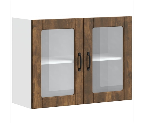 Virtuves Sienas Skapis Ar Stikla Durvīm Lucca Ozolkoka Krāsa Vidaxl