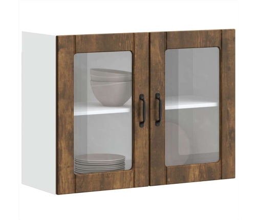 Virtuves Sienas Skapis Ar Stikla Durvīm Lucca Ozolkoka Krāsa Vidaxl