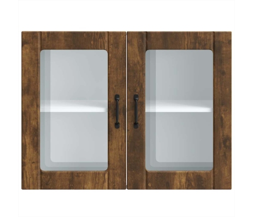 Virtuves Sienas Skapis Ar Stikla Durvīm Lucca Ozolkoka Krāsa Vidaxl