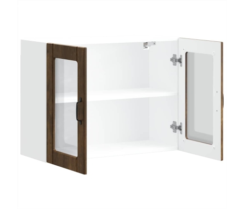 Virtuves Sienas Skapis Ar Stikla Durvīm Lucca Ozolkoka Krāsa Vidaxl